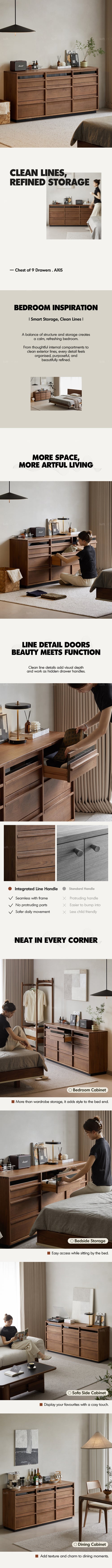 Japandi Walnut Wood Chest Of 9 Drawers AXIS Good to Know Preview-1