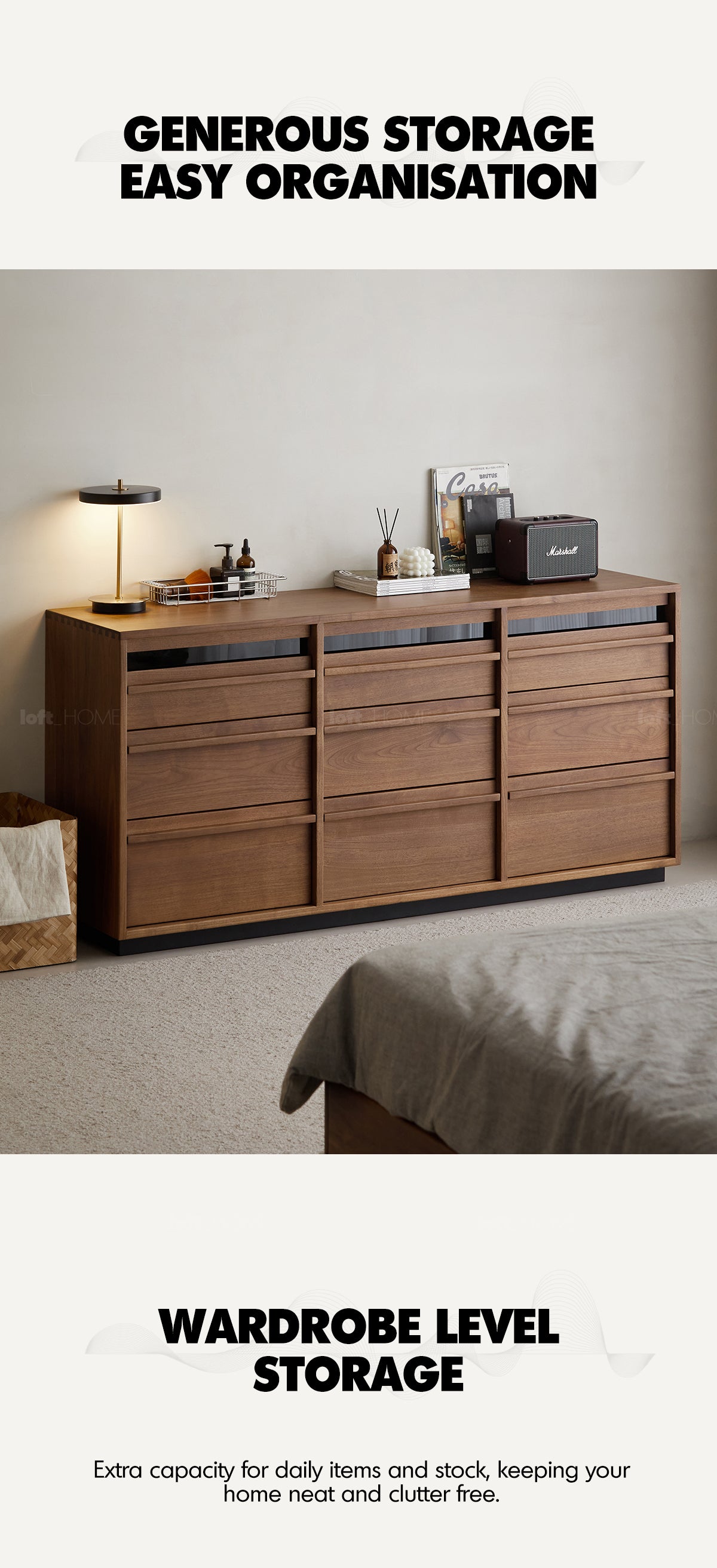 Japandi Walnut Wood Chest Of 9 Drawers AXIS Good to Know - 2