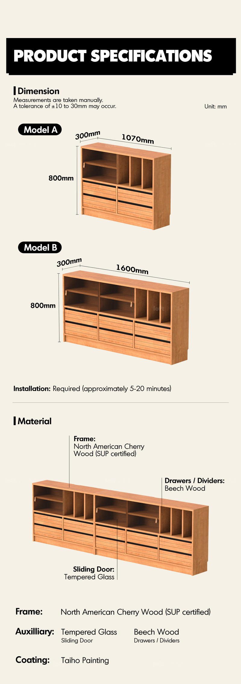 Scandinavian Cherry Wood Modular Cabinet GROVE More Details and Instruction_7