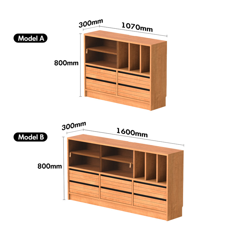 Scandinavian Cherry Wood Modular Cabinet GROVE Size Chart