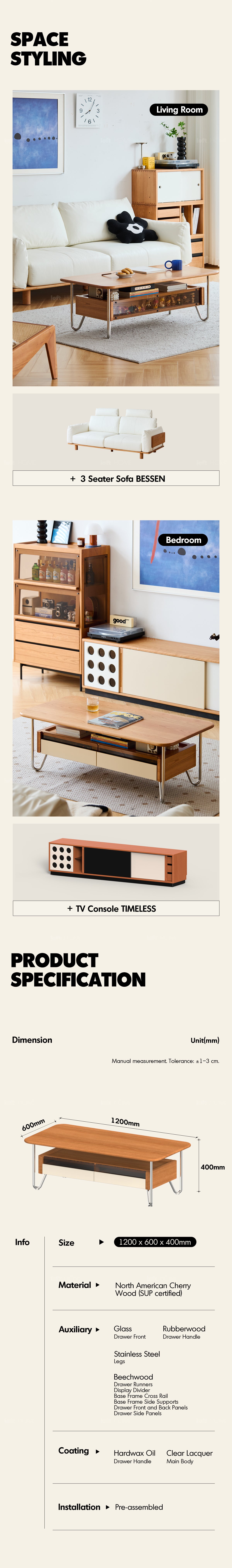 Bauhaus Cherry Wood Coffee Table LOCKE More Details and Instruction_7