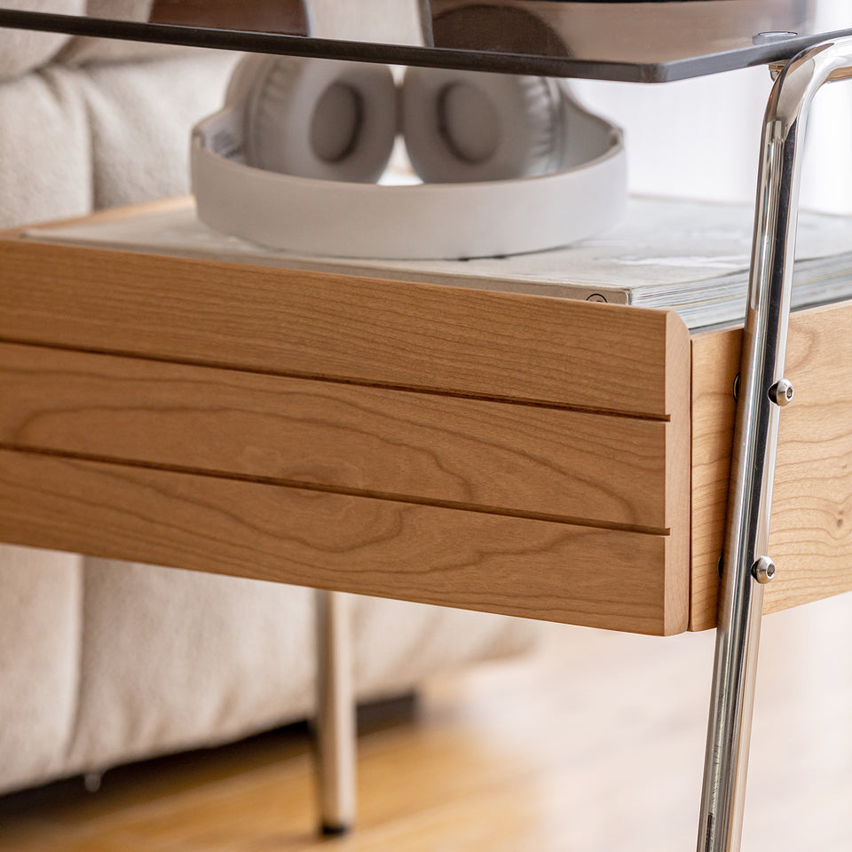 Bauhaus Cherry Wood Side Table MIRROR LAKE Color Swatches