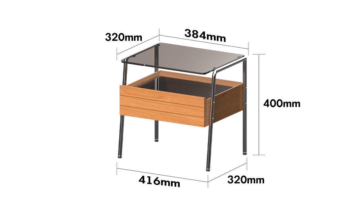 Bauhaus Cherry Wood Side Table MIRROR LAKE Size Chart