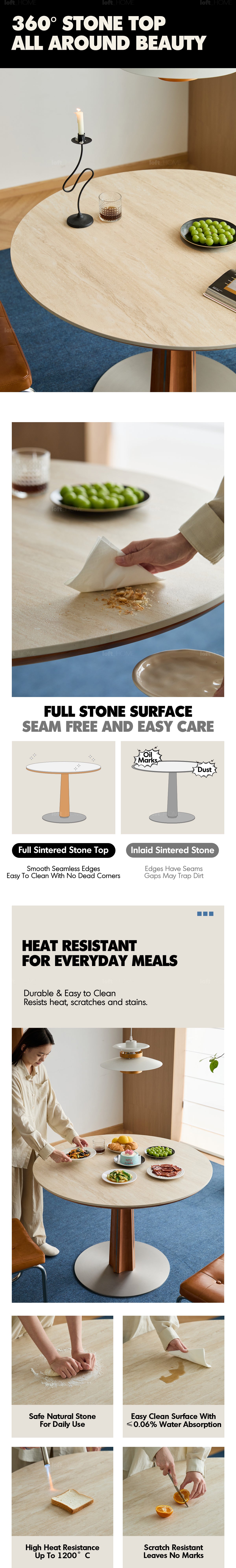Bauhaus Cherry Wood Sintered Stone Round Dining Table PINECONE More Details and Instruction_3