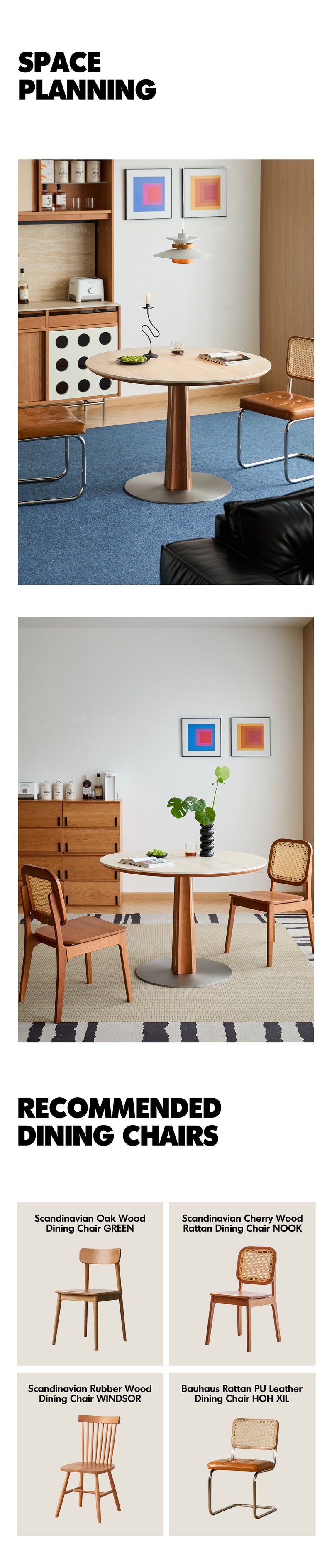 Bauhaus Cherry Wood Sintered Stone Round Dining Table PINECONE More Details and Instruction_9