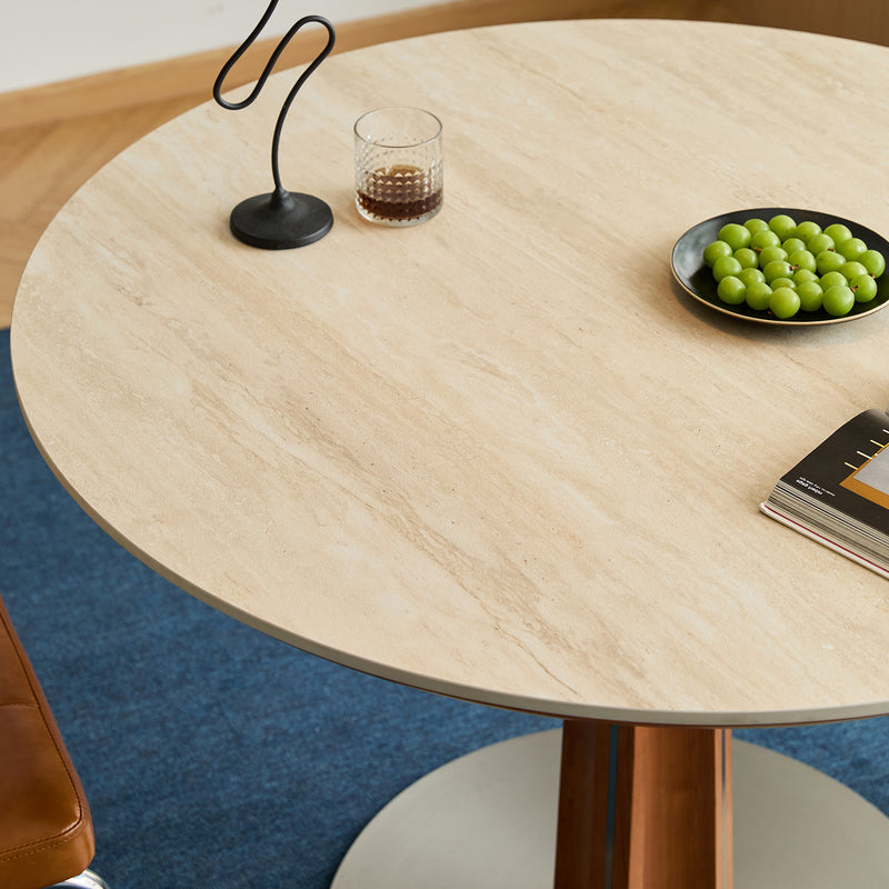 Bauhaus Cherry Wood Sintered Stone Round Dining Table PINECONE Color Swatches