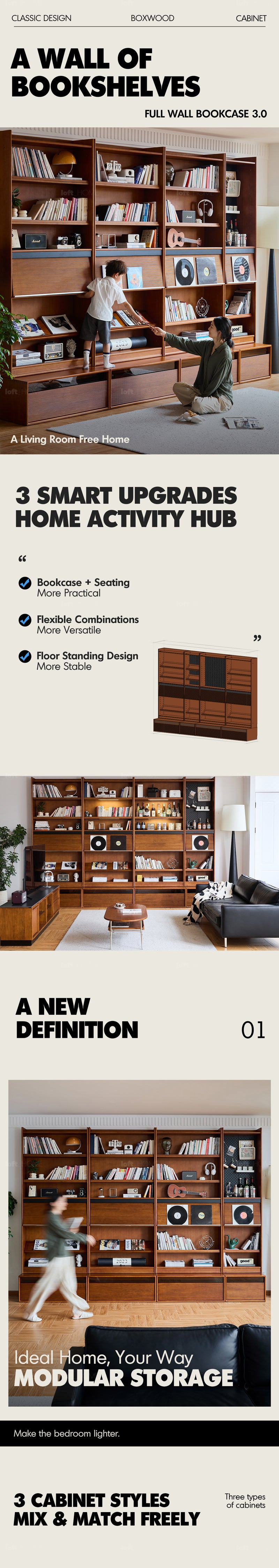 Vintage Boxwood Modular Bookshelf MURA More Details and Instruction