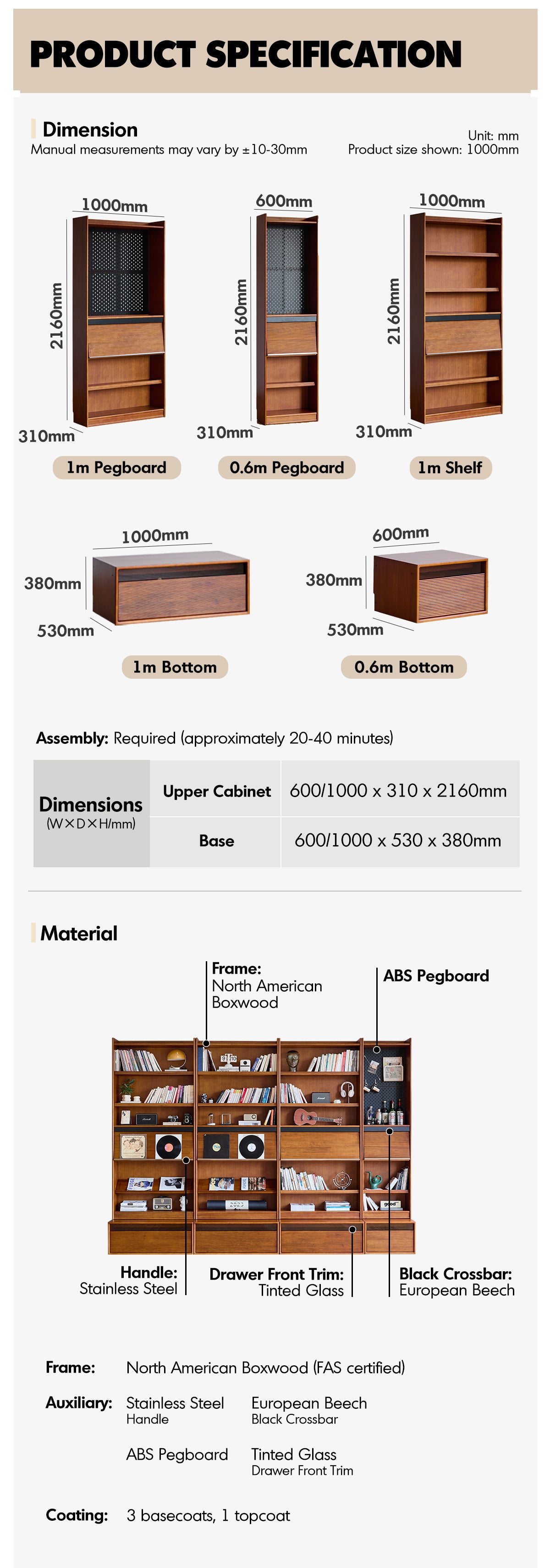 Vintage Boxwood Modular Bookshelf MURA More Details and Instruction_15