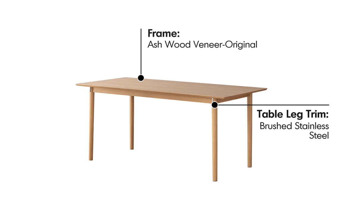 Minimalist Ash Wood Dining Table BOREL Material Details Chart