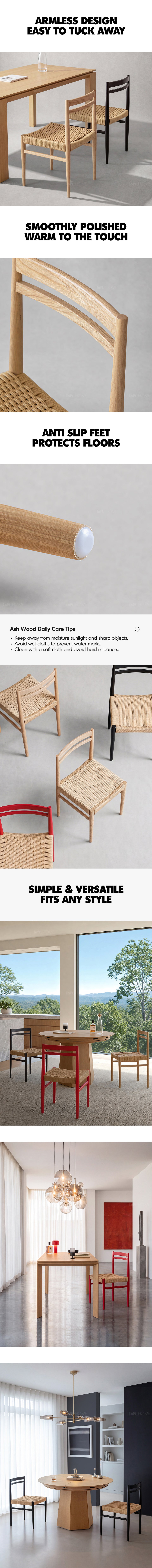 Minimalist Ash Wood Woven Rope Dining Chair MOORE More Details and Instruction_2