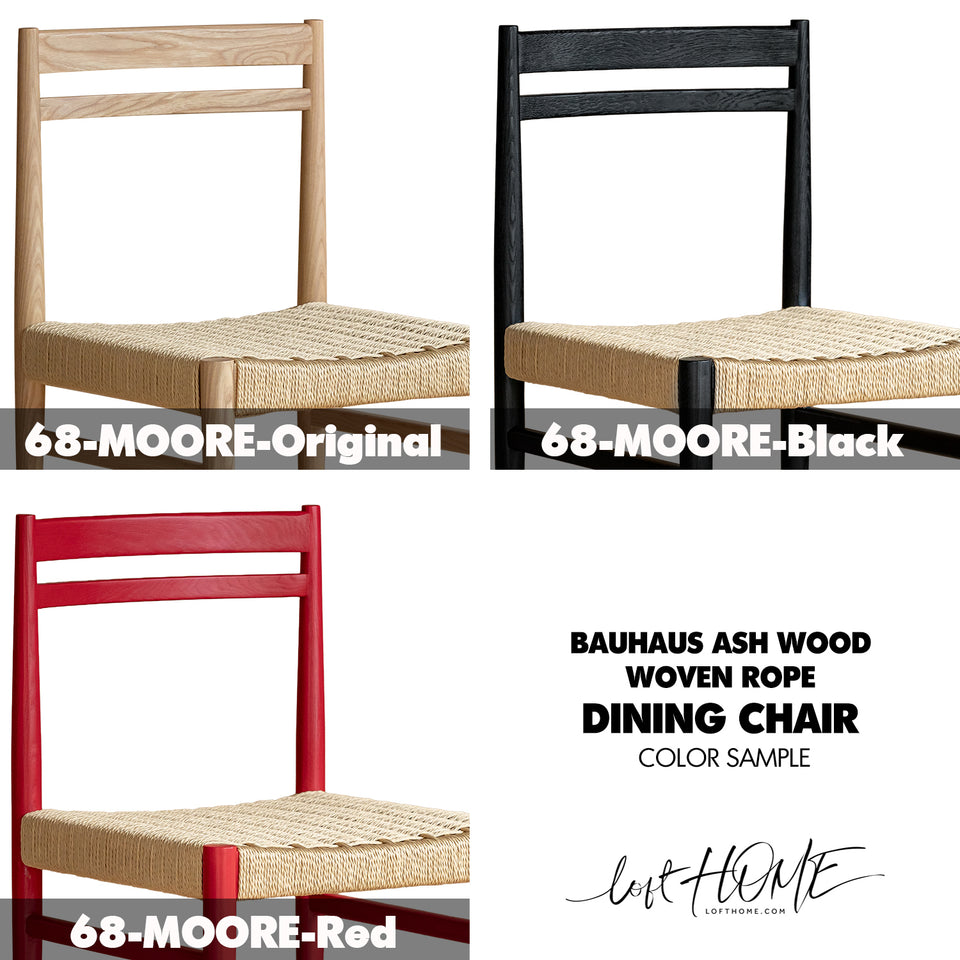 Minimalist Ash Wood Woven Rope Dining Chair MOORE Color Swatches