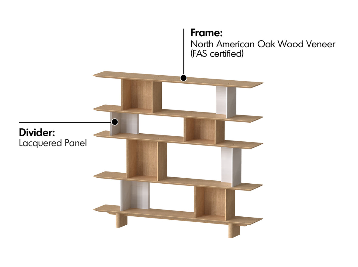 Minimalist Oak Wood Veneer Shelf BERG Material Details Chart