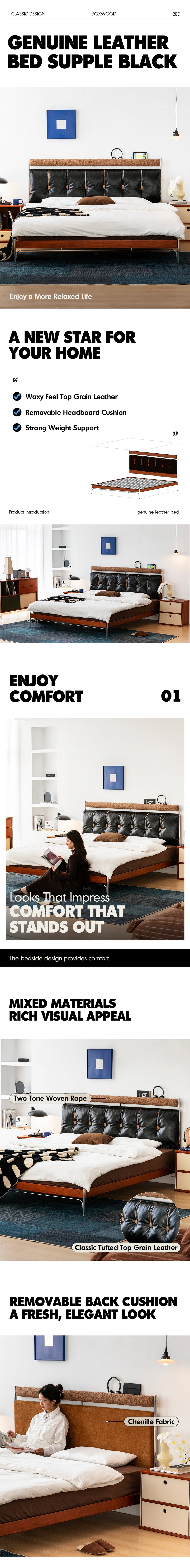 Bauhaus Genuine Leather Bed SUPPLE BLACK Good to Know Preview-1