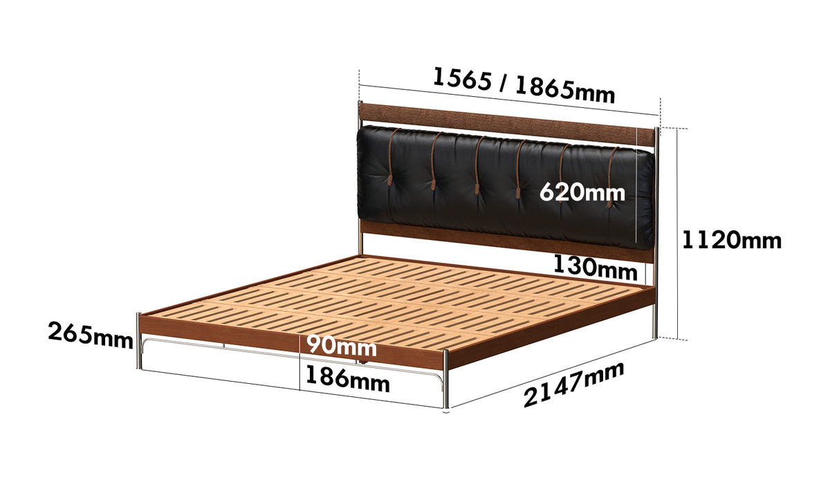 Bauhaus Genuine Leather Bed SUPPLE BLACK Size Chart