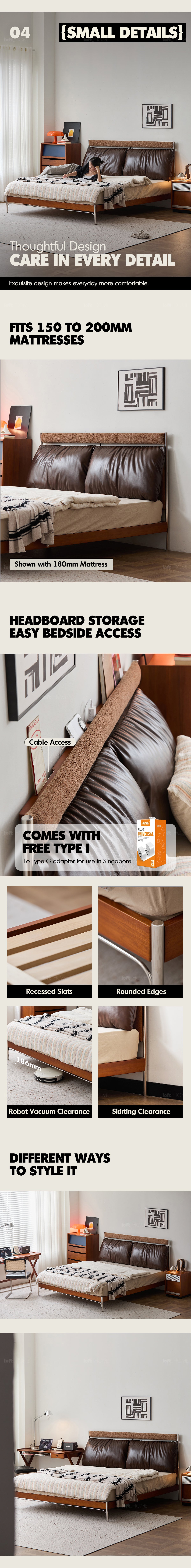 Bauhaus Genuine Leather Bed SUPPLE BROWN More Details and Instruction_4