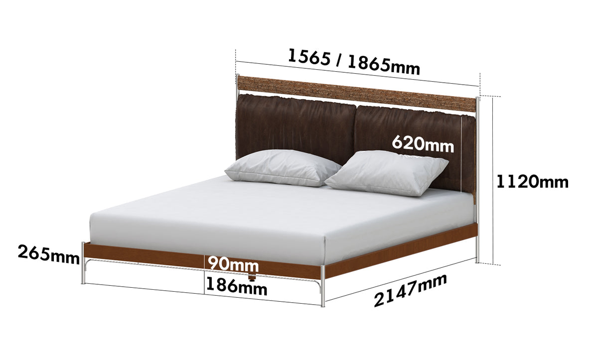 Bauhaus Genuine Leather Bed SUPPLE BROWN Size Chart