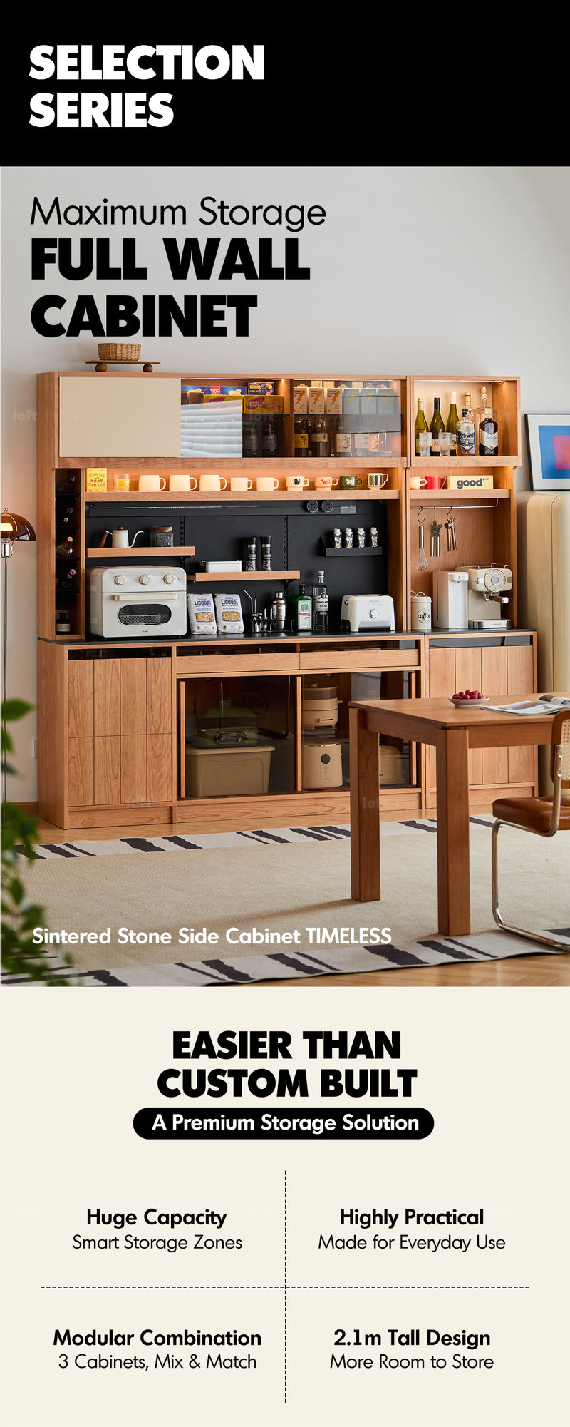 Scandinavian Cherry Wood Sintered Stone Side Cabinet TIMELESS More Details and Instruction