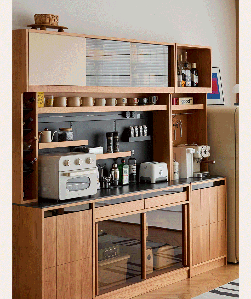 Scandinavian cherry wood sintered stone side cabinet timeless situational feels.