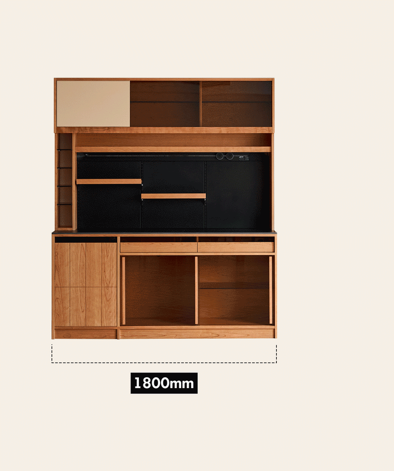 Scandinavian cherry wood sintered stone side cabinet timeless in still life.