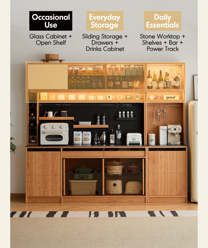 Scandinavian cherry wood sintered stone side cabinet timeless environmental situation.