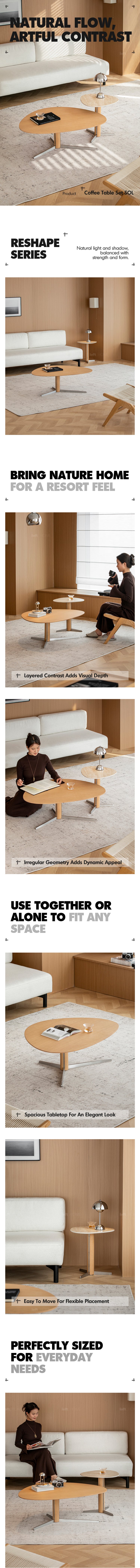 Minimalist Oak Wood Veneer Sintered Stone Coffee Table Set SOL Good to Know Preview-1
