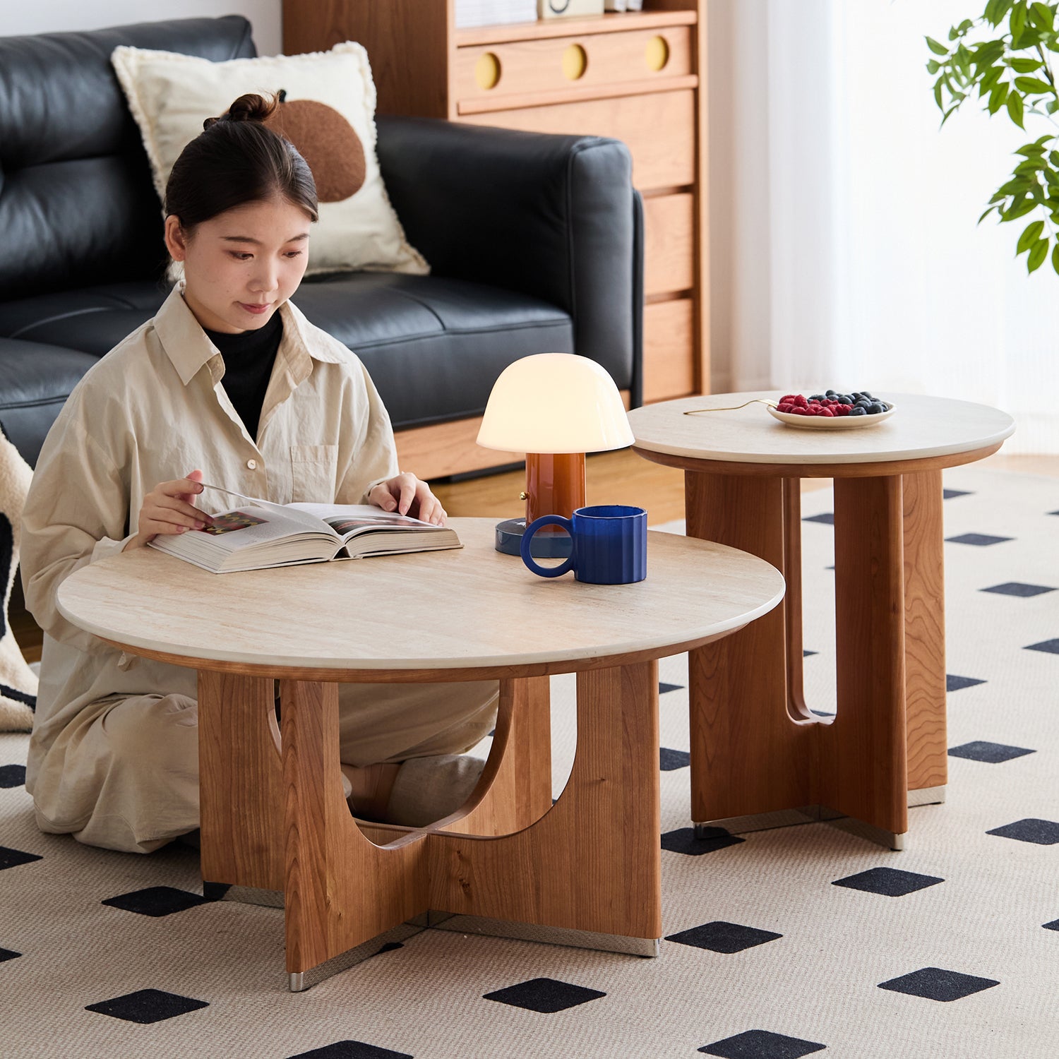 Scandinavian sintered stone coffee table set shells size charts.