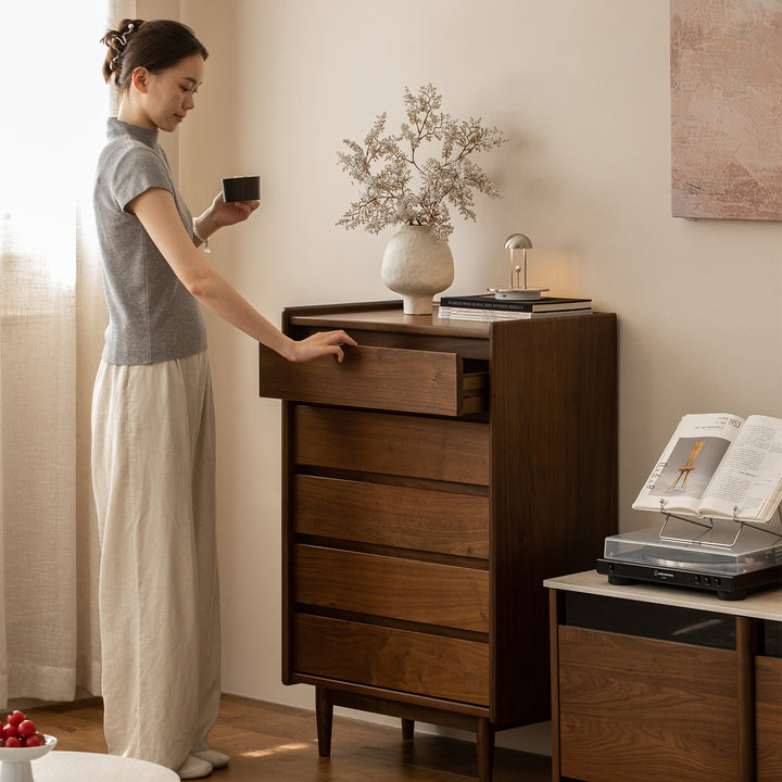 Vintage walnut wood chest of drawers vista size charts.