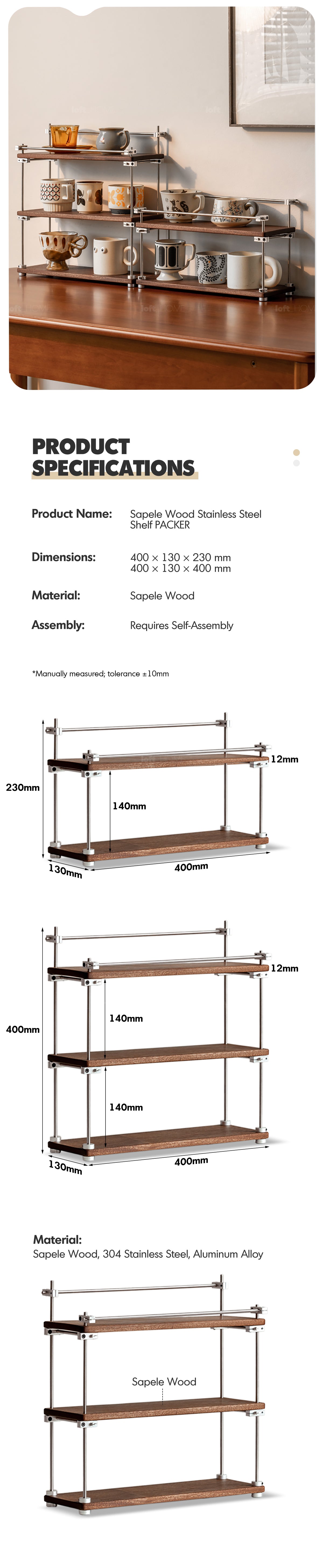 Bauhaus Sapele Wood Stainless Steel Shelf PACKER Good to Know - 3