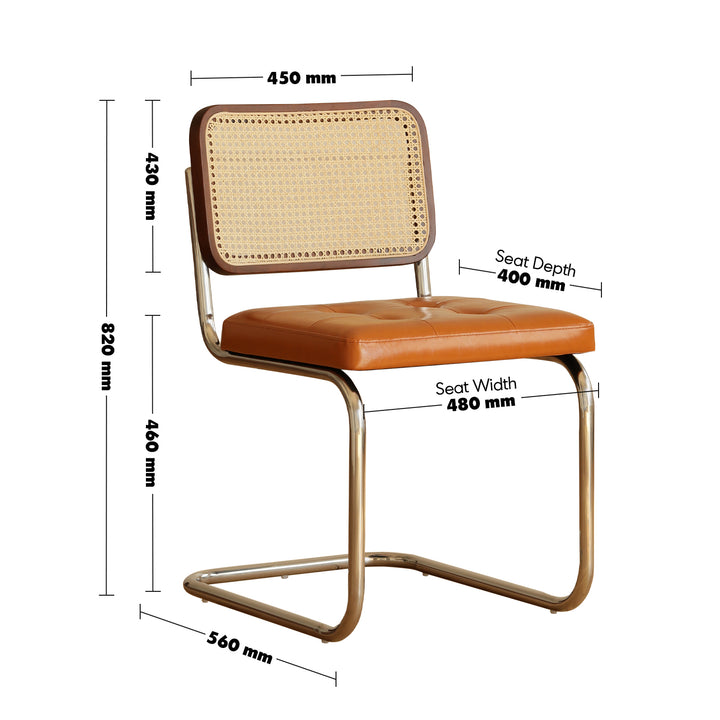 Vintage Rattan PU Leather Dining Chair HOH XIL