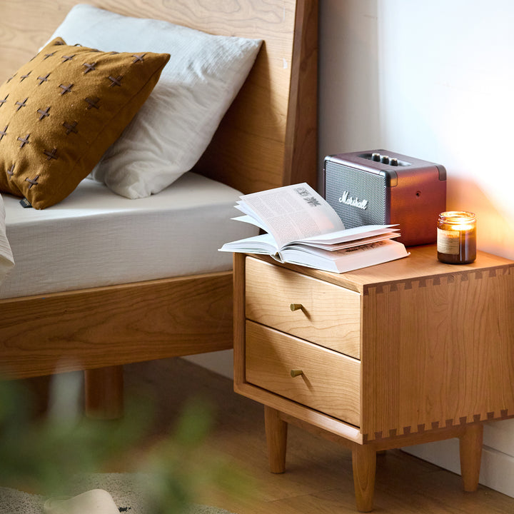 Scandinavian cherry wood side table green size charts.