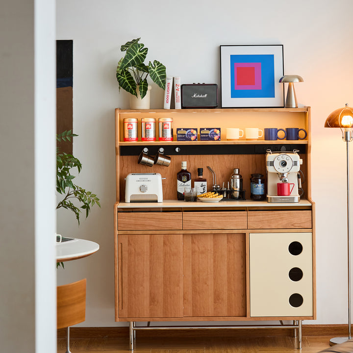 Scandinavian sintered stone storage side cabinet time color swatches.