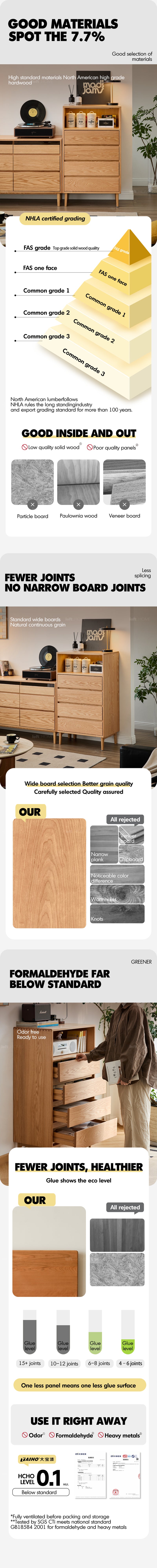 Scandinavian Oak Wood Chest Of 5 Drawers FLOATING LIGHT Good to Know - 3