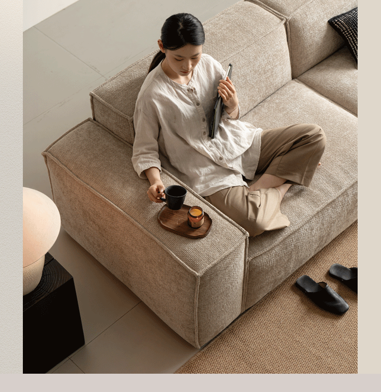 Minimalist Linen Fabric 4 Seater Sofa CAMALEONDA Good to Know - 5