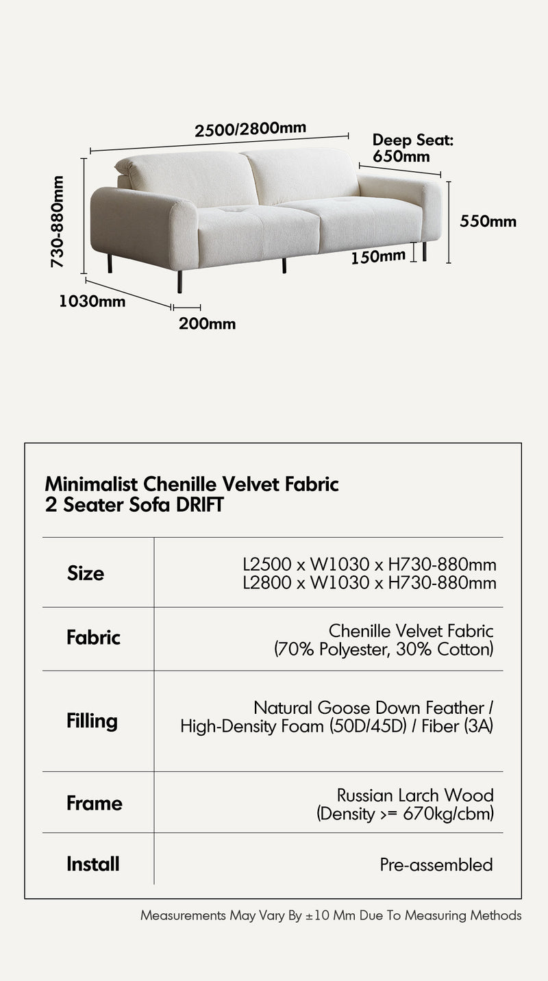 Minimalist Chenille Velvet Fabric 4 Seater Sofa DRIFT Good to Know - 16