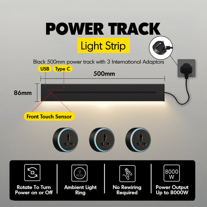 Aluminium Power Track And Adaptors With Motion Sensor LED Light