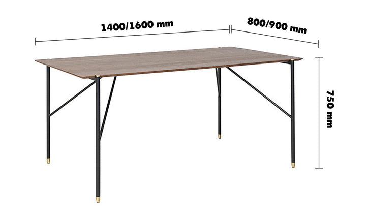Minimalist Wood Dining Table LIGHT LUXURY Size Chart