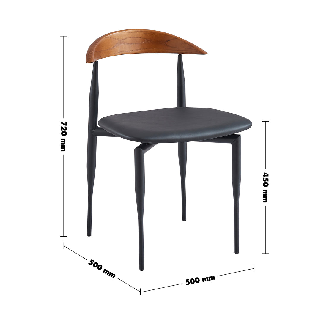 Modern Wood Dining Chair 2pcs Set MEADE Size Chart