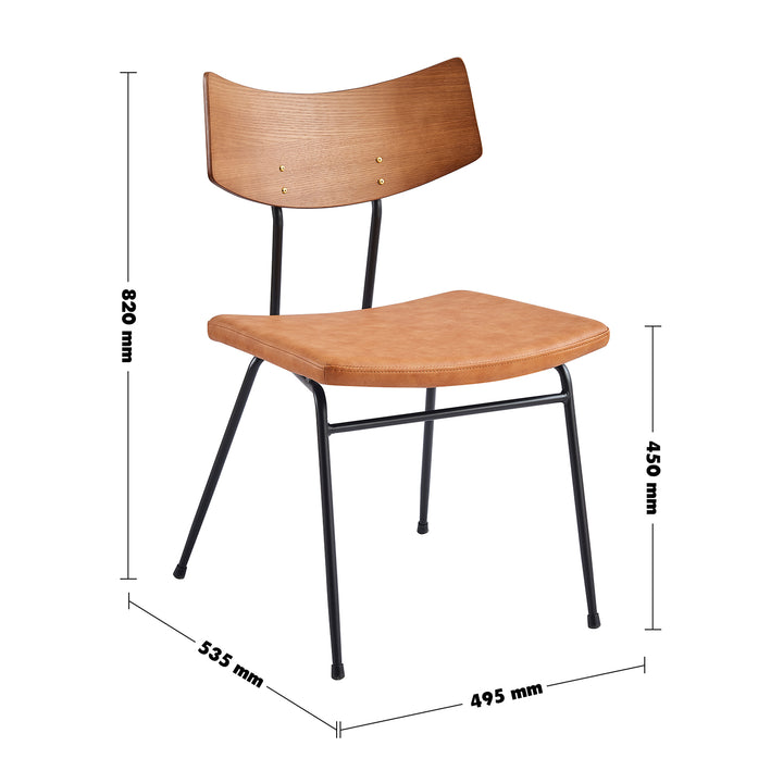 Modern Wood Dining Chair 2pcs Set SOLI Size Chart
