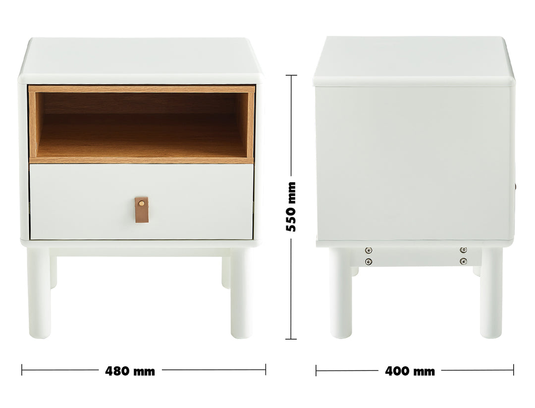 Modern Wood Side Table LUNA Size Chart