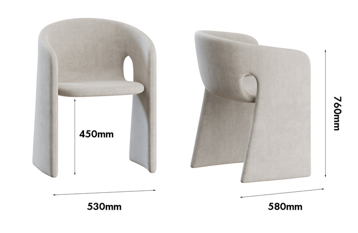 Contemporary Velvet Dining Chair CELESTE Size Chart