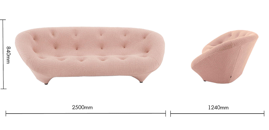 Contemporary Fabric 3 Seater Sofa CONCH APPA Size Chart