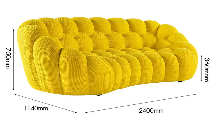 Contemporary Fabric 3 Seater Sofa BUBBLE Size Chart