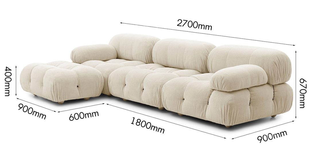 Contemporary Fabric 3 Seater Sofa With Ottoman CAMALEONDA Size Chart