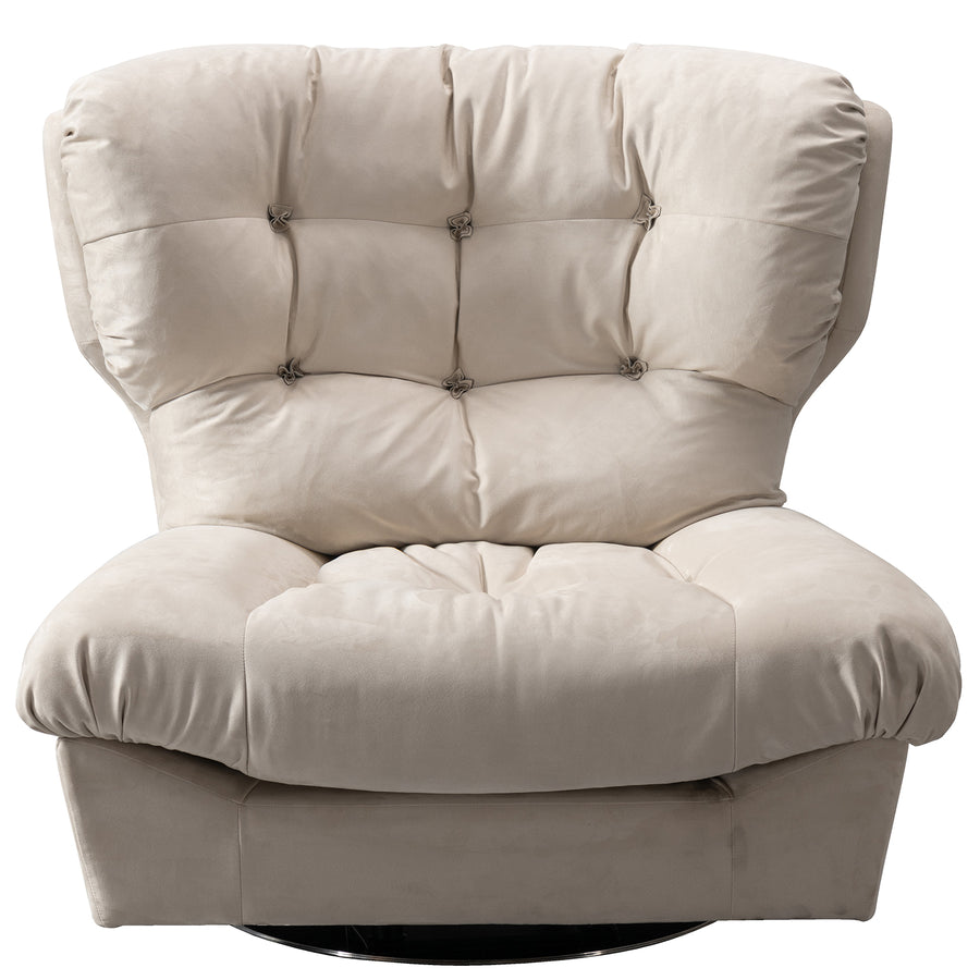 Contemporary suede fabric revolving 1 seater sofa milano in white background.