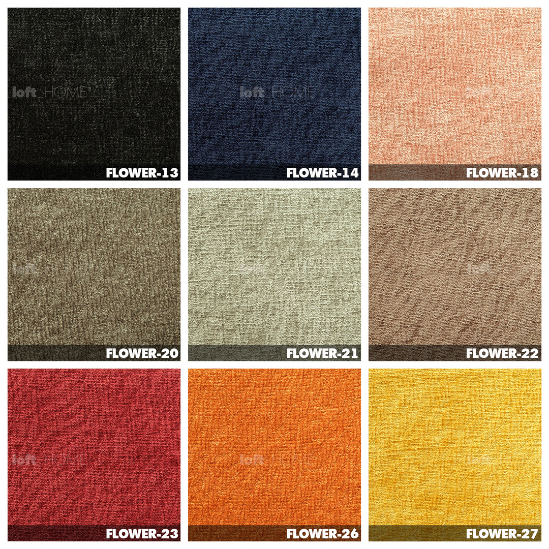 Minimalist Velvet Fabric L Shape Sofa FLOWER Color Variant