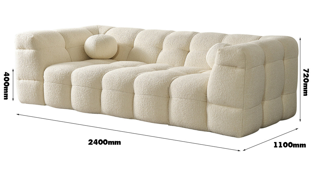 Minimalist Boucle Fabric 3 Seater Sofa BOBA Size Chart