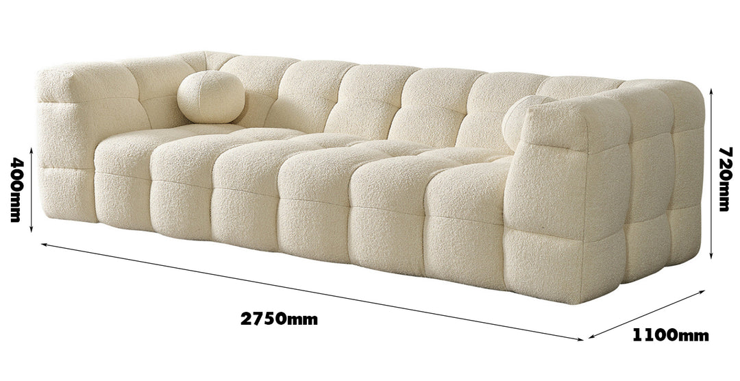 Minimalist Boucle Fabric 4 Seater Sofa BOBA Size Chart