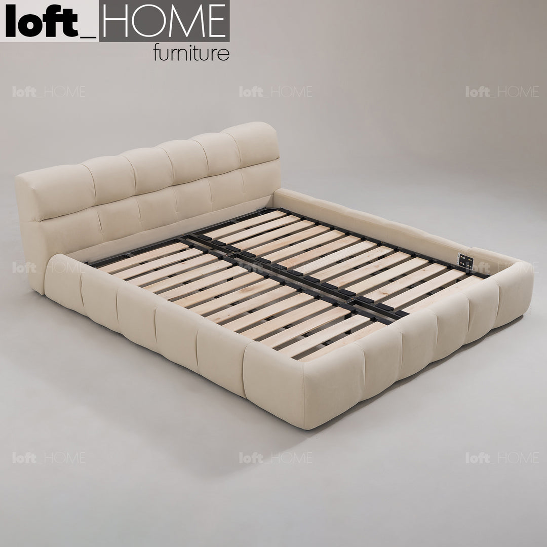 Minimalist Suede Fabric Bed TUFTY Situational