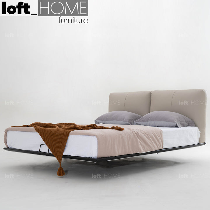 Minimalist Genuine Leather Floating Bed FIDES Situational
