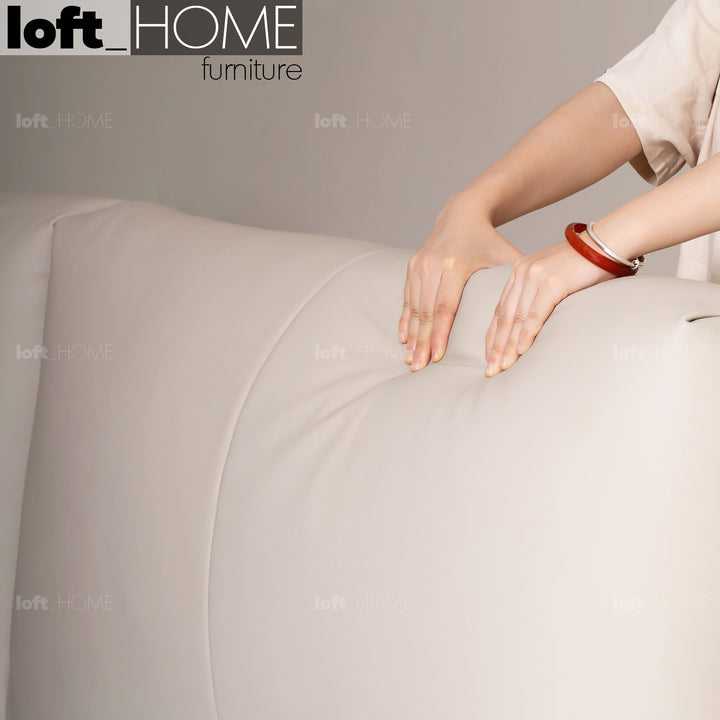 Minimalist Genuine Leather Floating Bed FIDES Close-up